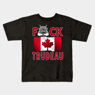 F-CK TRUDEAU SAVE CANADA FREEDOM CONVOY OF TRUCKERS RED LETTERS Kids T-Shirt